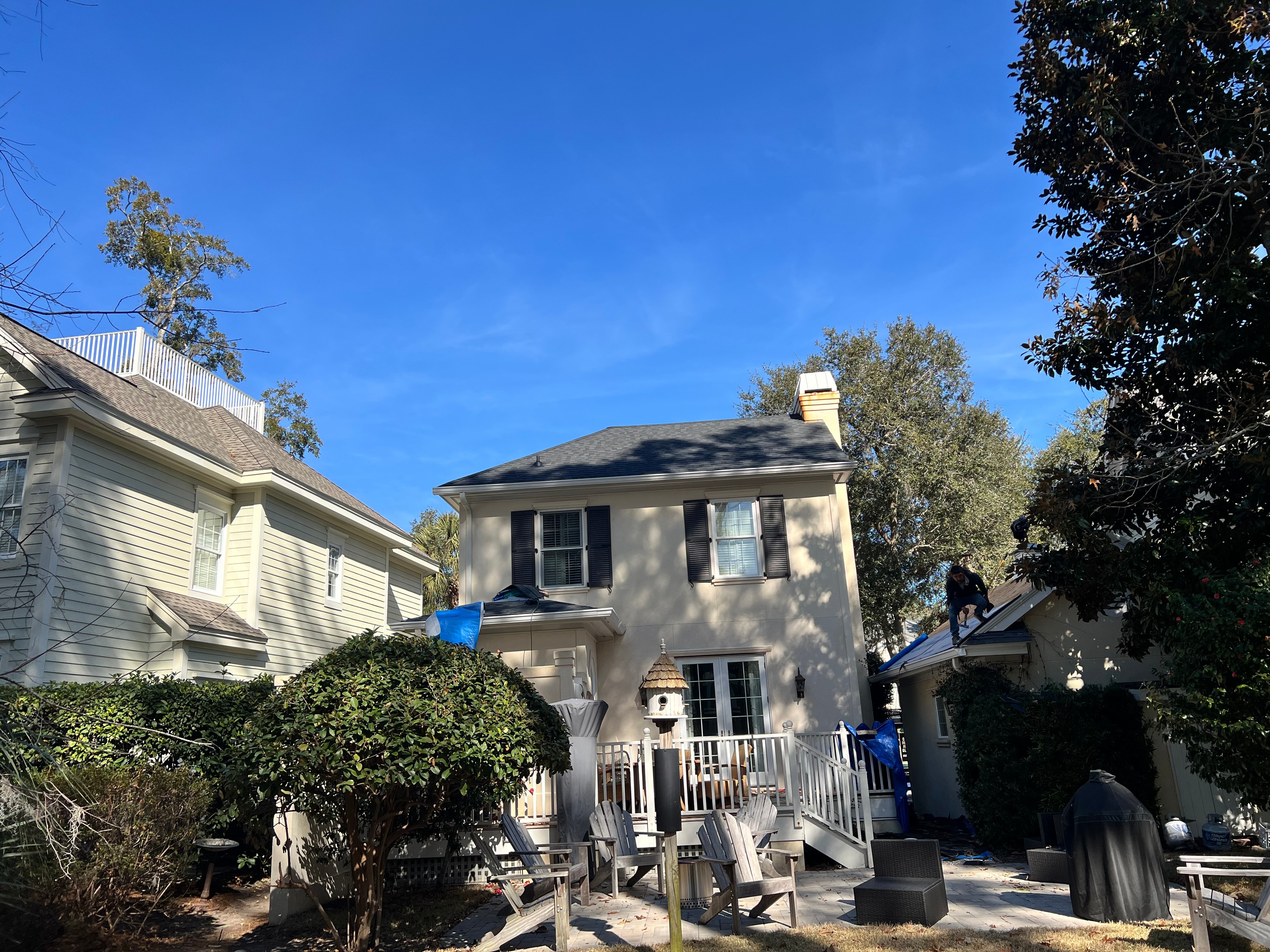 Professional roofing crew completing full installation in Hilton Head Island SC