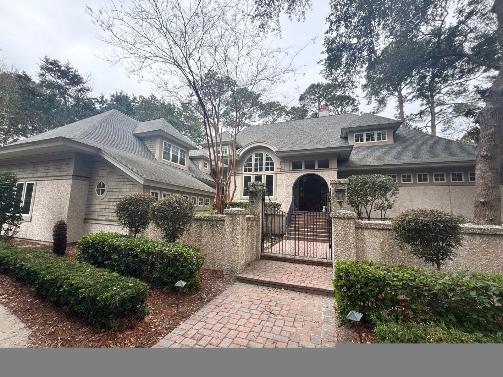 Completed roof replacement on gated estate home in Hilton Head Island SC